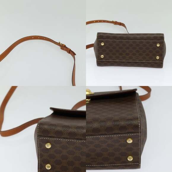 CELINE Macadam Canvas Hand Bag Pvc Leather Brown Gold - Picture 10 of 13